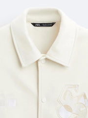 ZR Men Varsity Baseball Off White Jacket