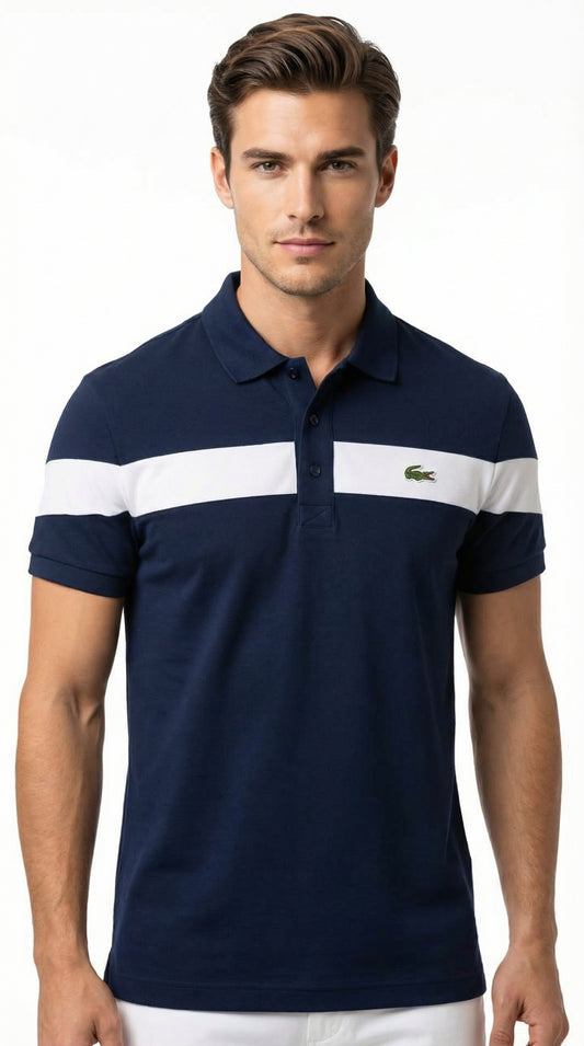 Lacoste | Men’s Sport Stripe Piqué Polo – Navy & White