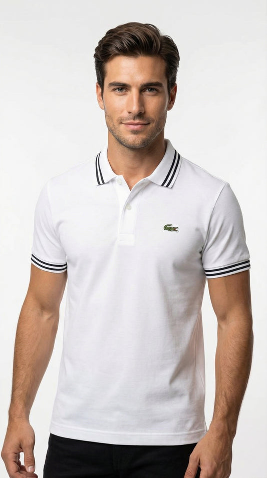 Lacoste | Men’s Sport Stripe Piqué Polo – Black & White