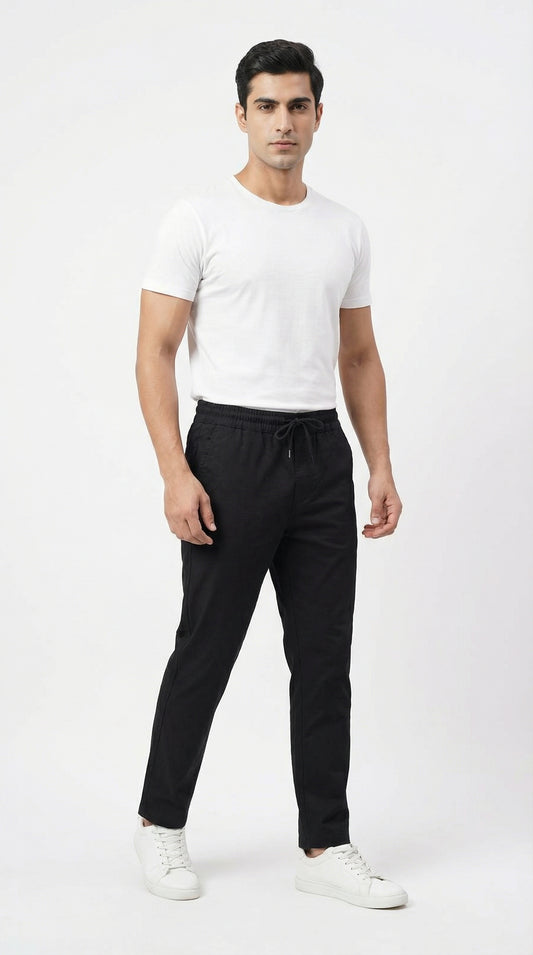 Zara Style | Men’s Premium Stretch Cotton Joggers – Black