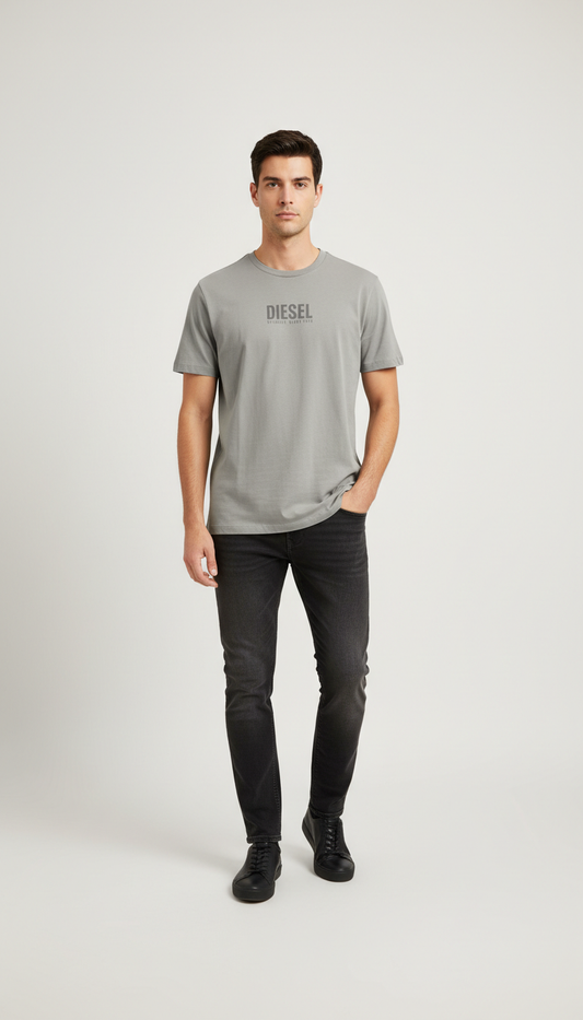 Diesel Signature Core Pure Cotton Tee - Grey