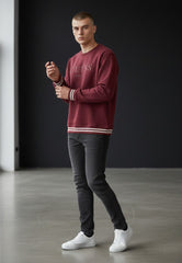 Guess Embossed Logo Crewneck Sweatshirt Maroon