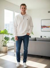 Polo Ralph Lauren Quarter-Zip Fleece White Pullover