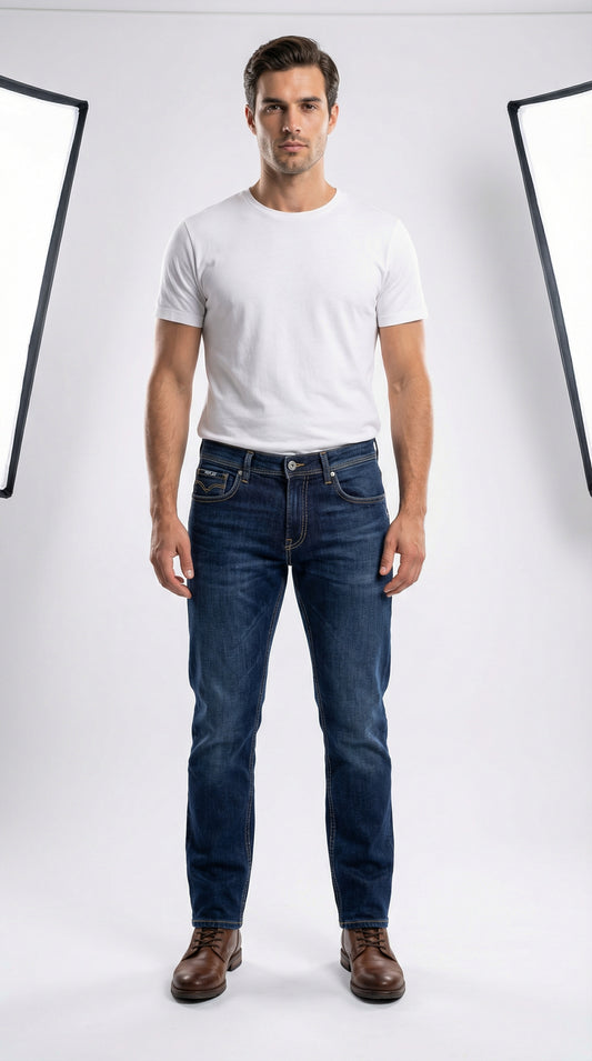 Replay Men’s Premium Denim Slim Fit Jeans in Dark Blue Indigo
