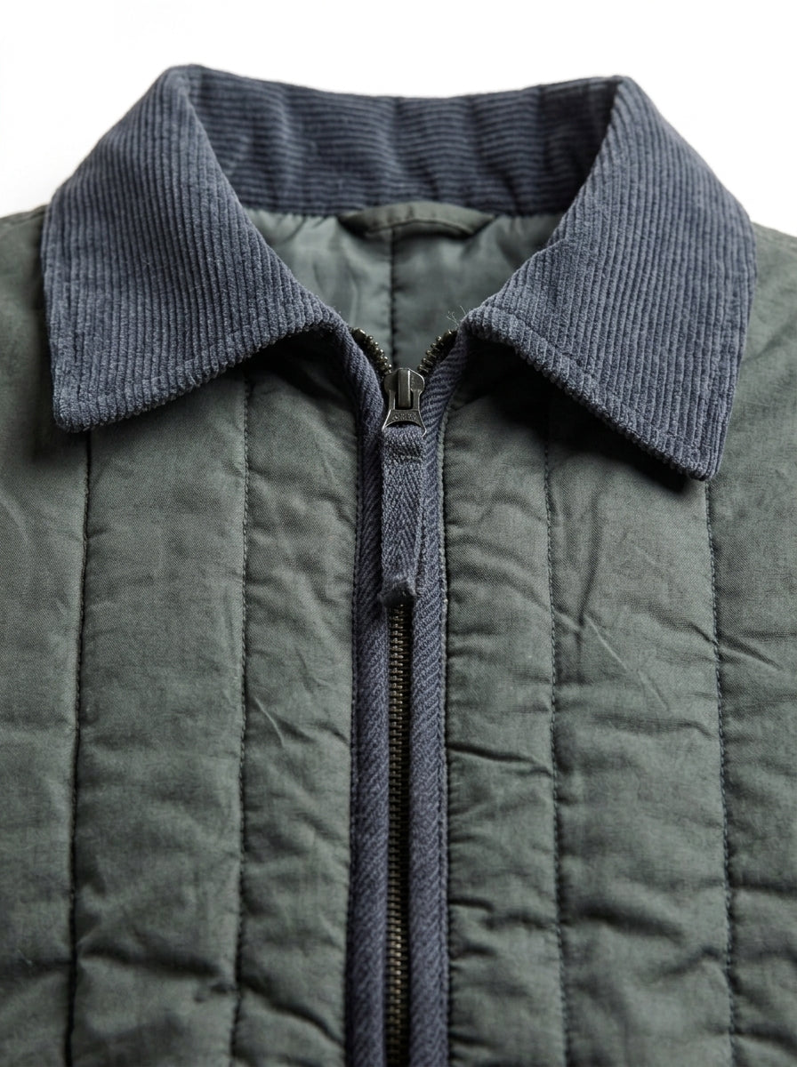 QUILTED JACKET WITH CONTRAST CORDUROY COLLAR