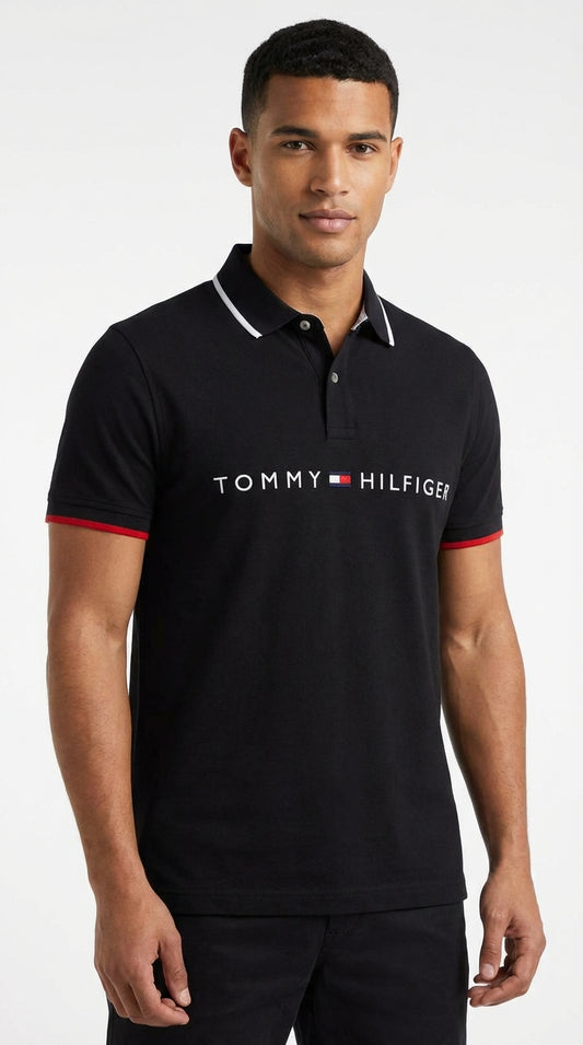 Tommy Hilfiger Urban Edge: Jet Black Contrast Trim Polo