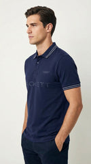 Hackett Navy Blue Contrast-Tip Cotton Polo