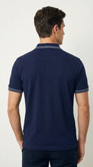 Hackett Navy Blue Contrast-Tip Cotton Polo
