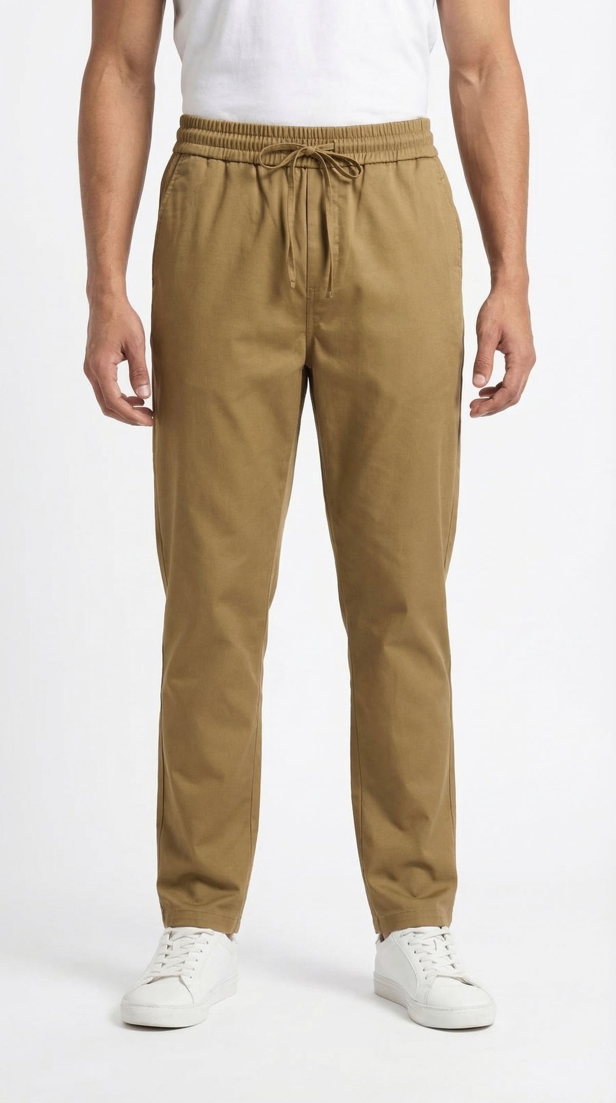 Pure Cotton Easy-Wear Tapered Trouser - Caramel Brown