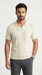 ZARA Antique White Knit Polo – Old Money