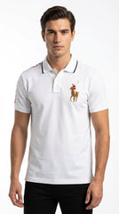 Ralph Lauren Athletic Club: White Taped-Shoulder Polo
