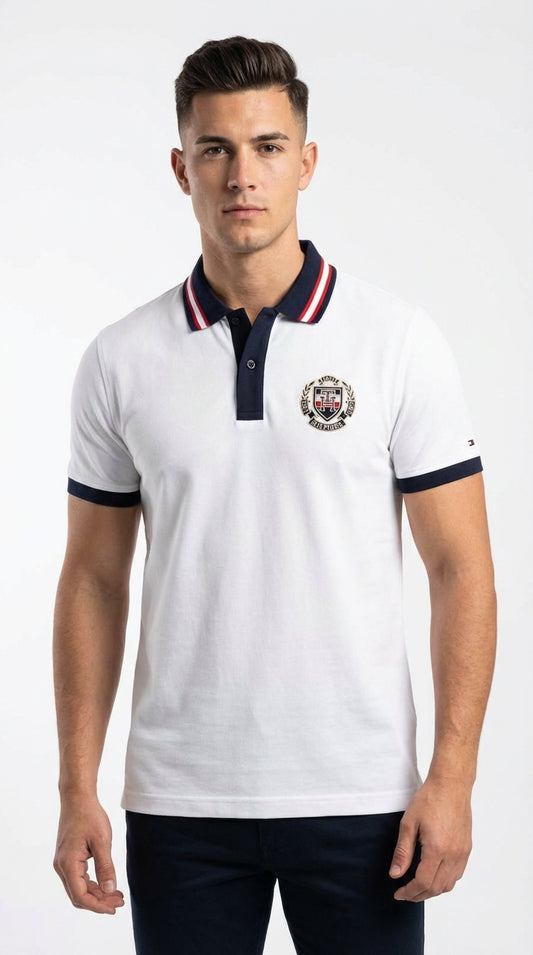 Tommy Hilfiger Varsity: White Heritage Crest Tipped Polo