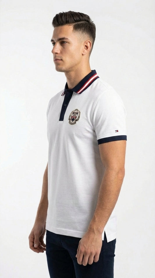 Tommy Hilfiger Varsity: White Heritage Crest Tipped Polo