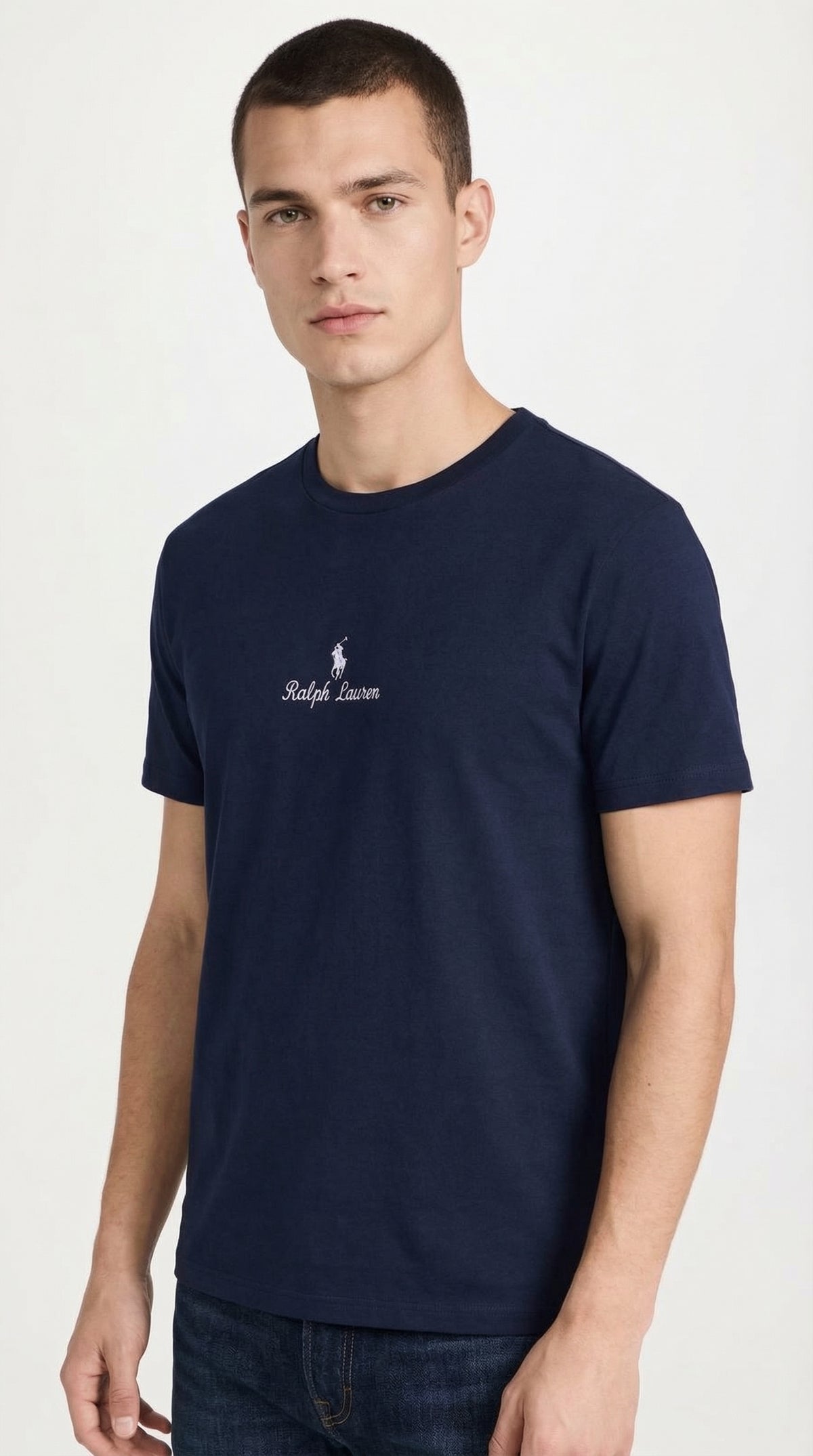 Men’s Essential Script Logo T-Shirt – Navy Blue