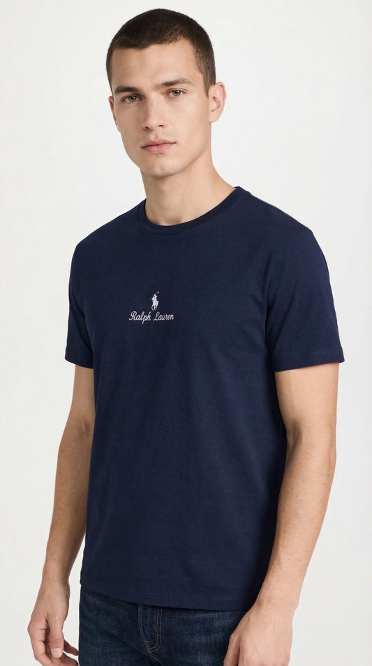 Men’s Essential Script Logo T-Shirt – Navy Blue