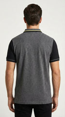 Hackett London Charcoal & Black Colorblock British Army Polo with Yellow Accents