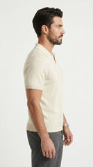 ZARA Antique White Knit Polo – Old Money