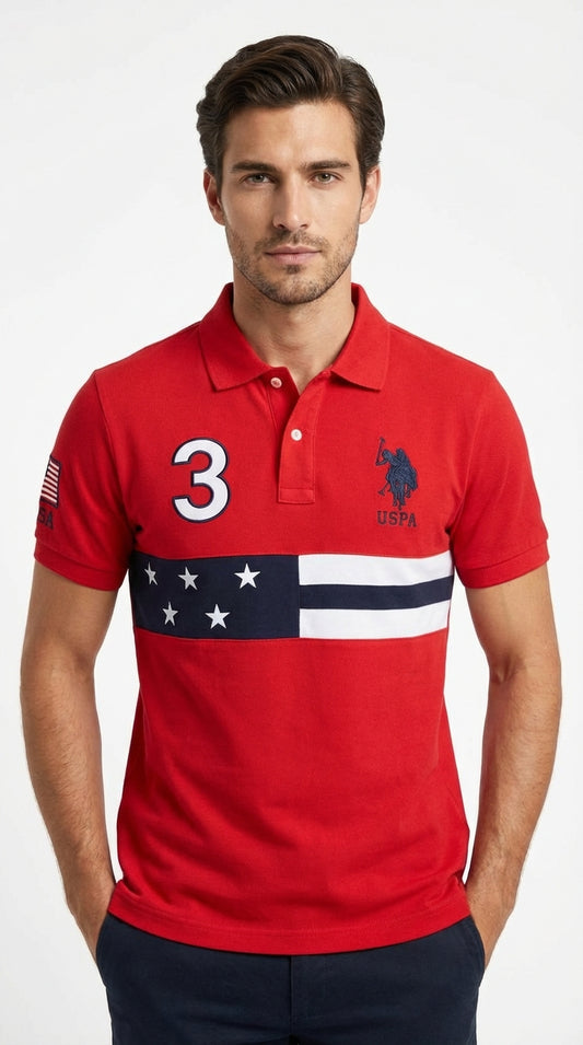 USPA Icon Series: Red American Pride Polo
