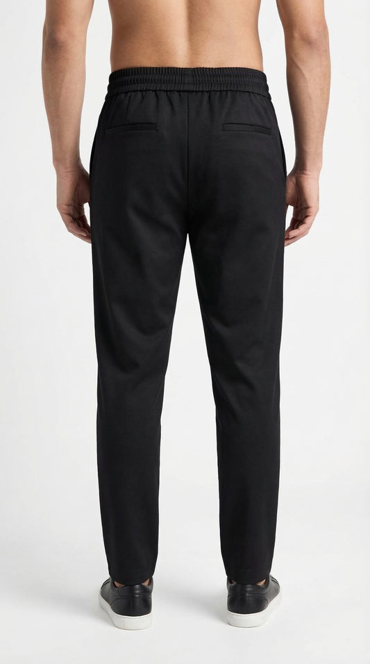 Pure Cotton Easy-Wear Tapered Trouser - Classic Black