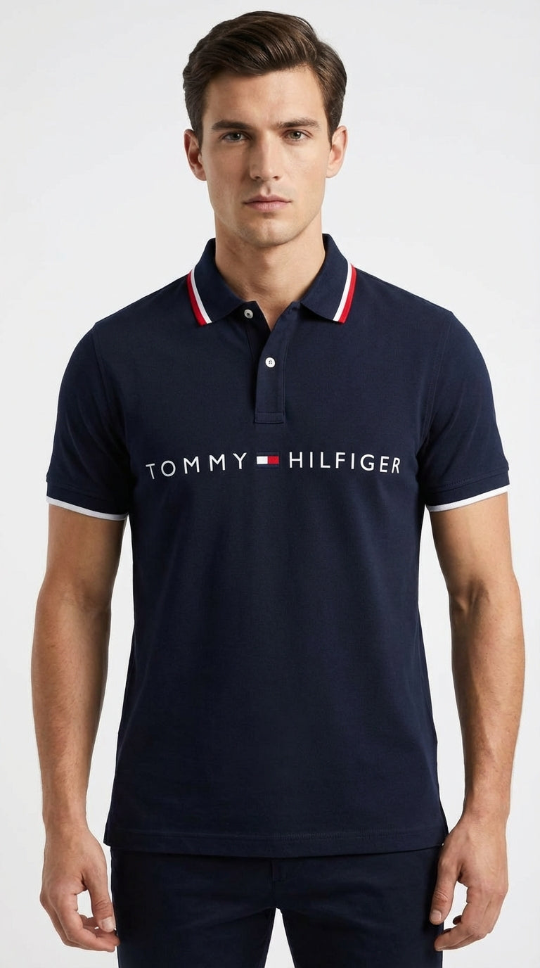 Tommy Hilfiger Signature: Midnight Navy Tipped Collar Polo