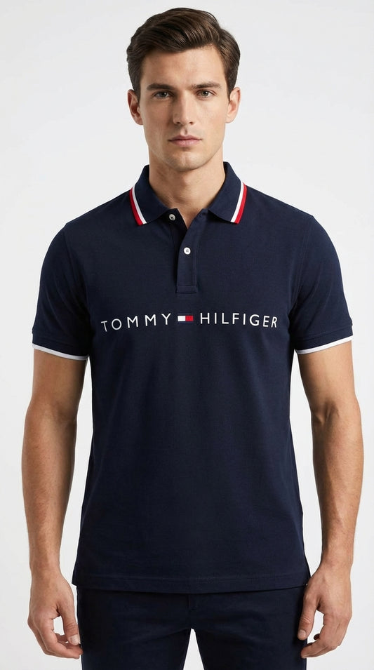 Tommy Hilfiger Signature: Midnight Navy Tipped Collar Polo