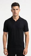 ZARA Midnight Black Knit Polo – Old Money