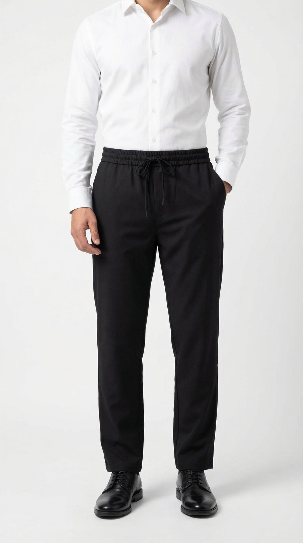 Pure Cotton Easy-Wear Tapered Trouser - Classic Black
