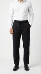 Pure Cotton Easy-Wear Tapered Trouser - Classic Black