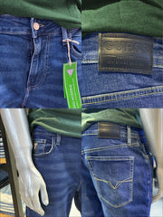 5-Pocket Style Faded Dark Blue Jeans
