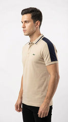 Lacoste Men’s Sahara Beige Sport Polo with Navy Contrast Taping