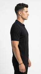 ZARA Midnight Black Knit Polo – Old Money