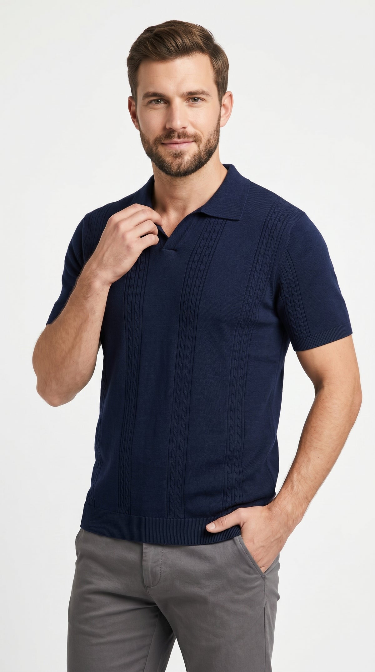 ZARA Royal Navy Knit Polo – Old Money