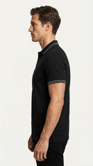 Hackett Jet Black Tonal Embroidered Cotton Polo