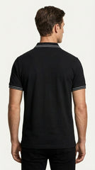 Hackett Jet Black Tonal Embroidered Cotton Polo