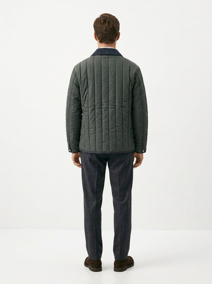 QUILTED JACKET WITH CONTRAST CORDUROY COLLAR