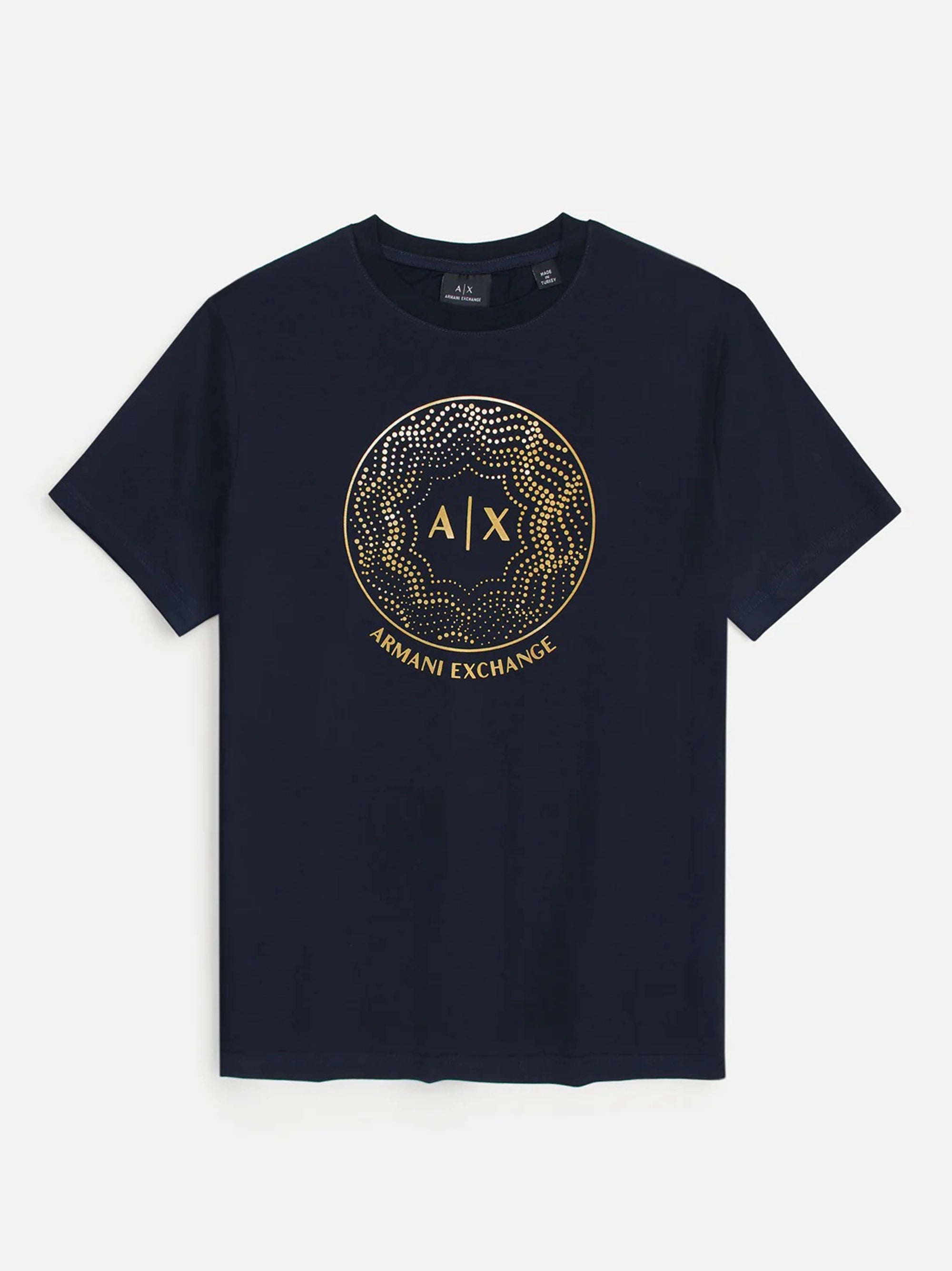 AX Circle Logo Chest Printed Navy Blue T-Shirt