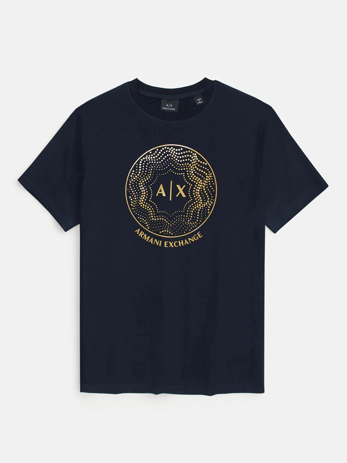 AX Circle Logo Chest Printed Navy Blue T-Shirt