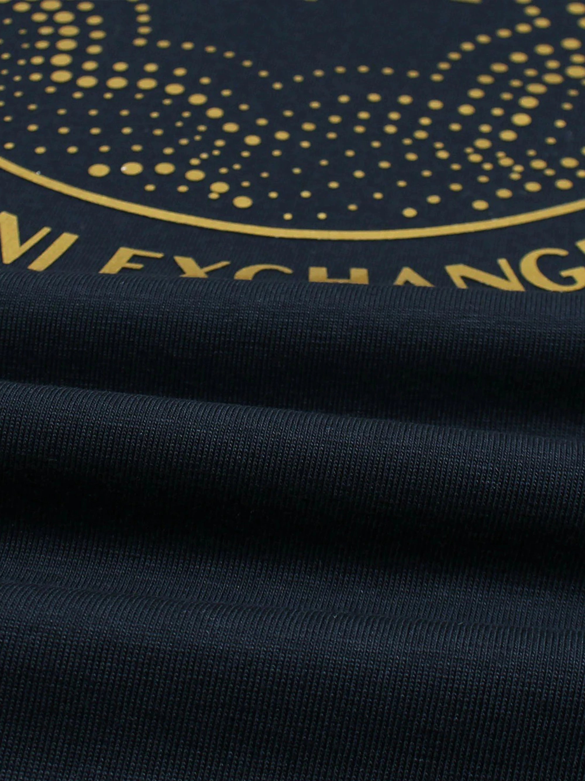 AX Circle Logo Chest Printed Navy Blue T-Shirt