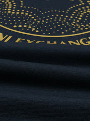 AX Circle Logo Chest Printed Navy Blue T-Shirt