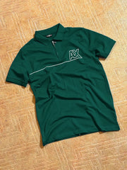 AX Men's Short Sleeve Zip Green Polo Shirt