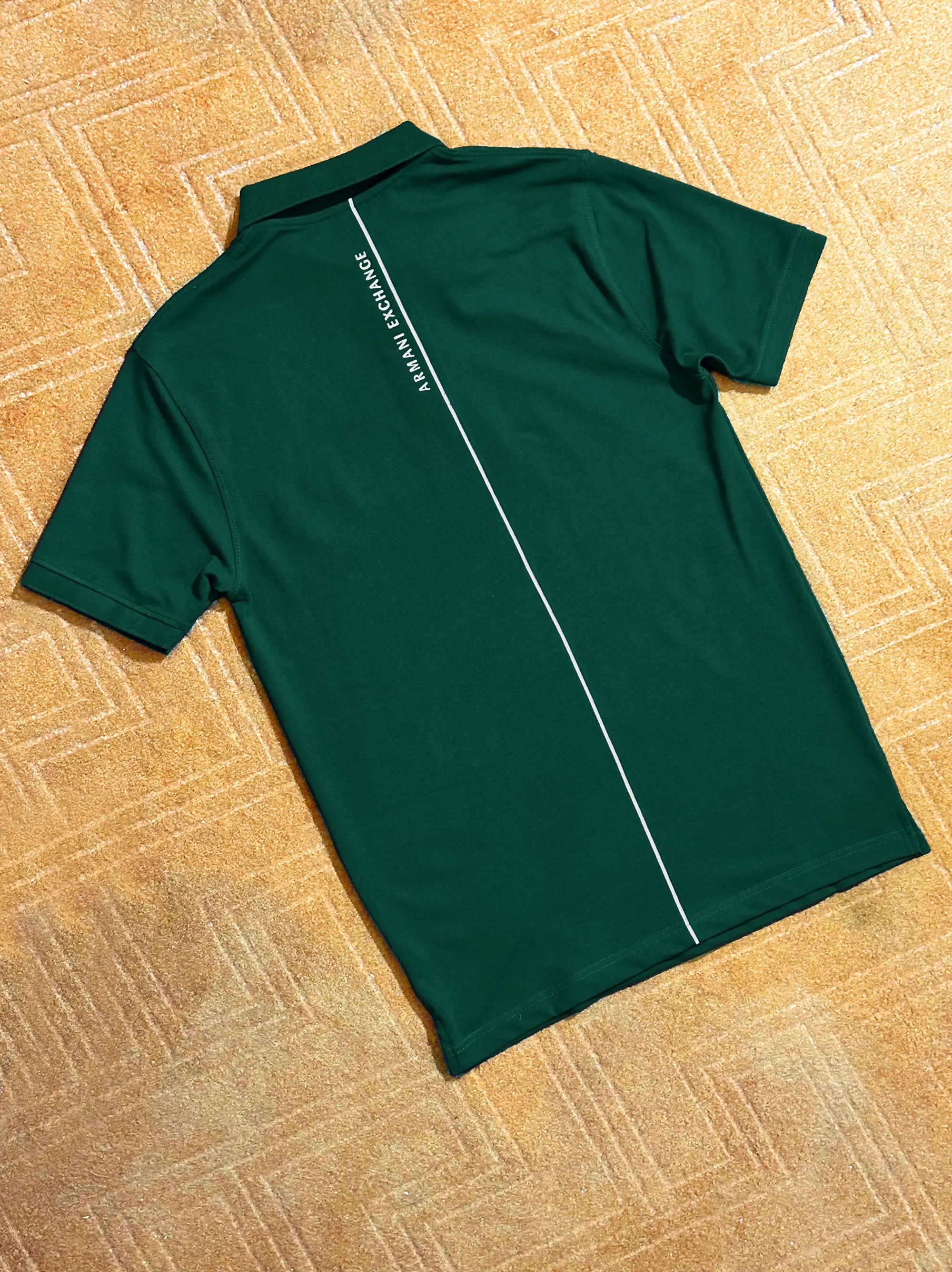 AX Men's Short Sleeve Zip Green Polo Shirt