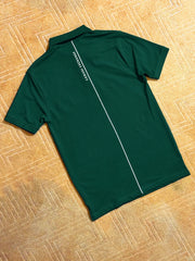 AX Men's Short Sleeve Zip Green Polo Shirt