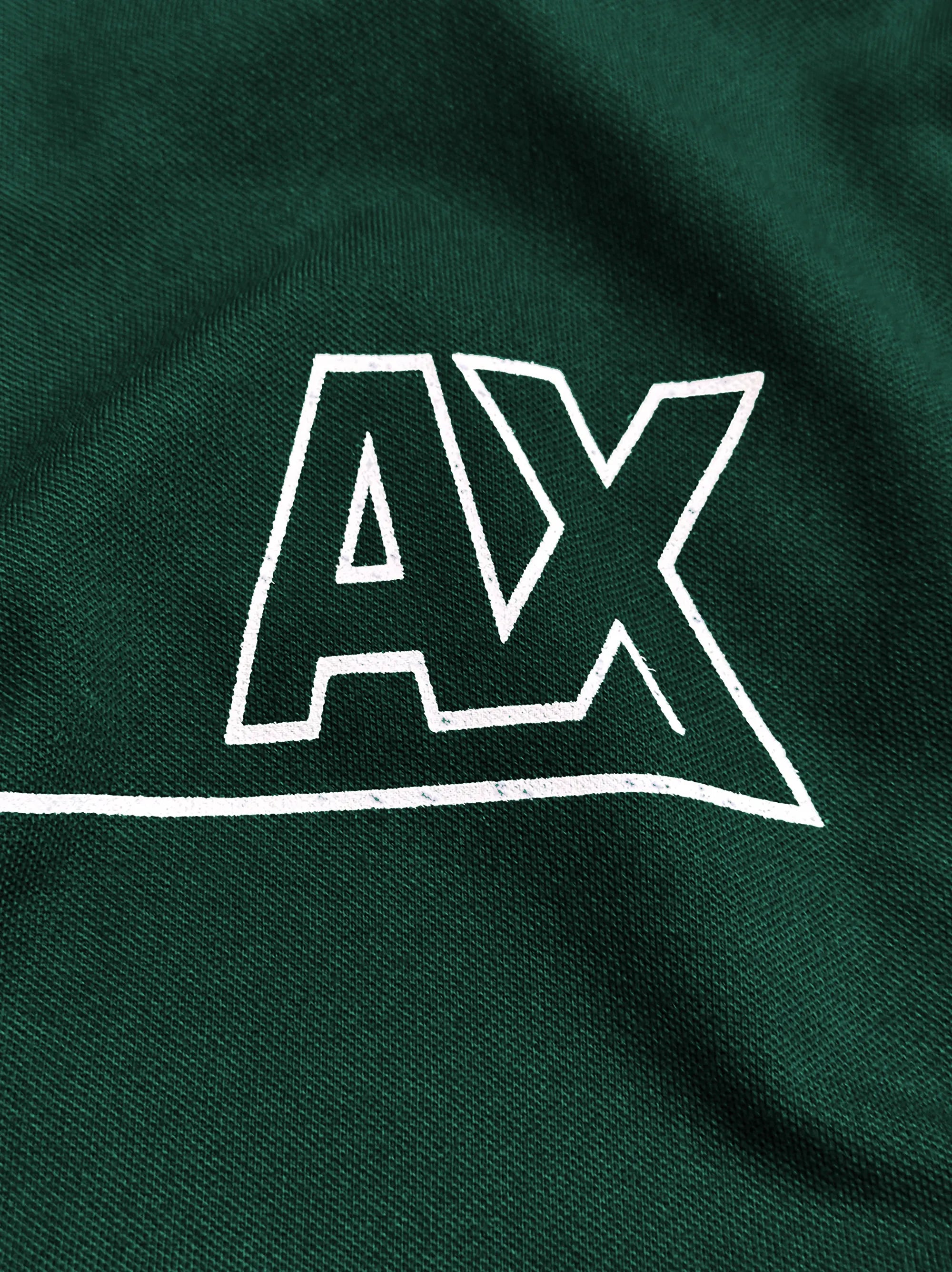 AX Men's Short Sleeve Zip Green Polo Shirt