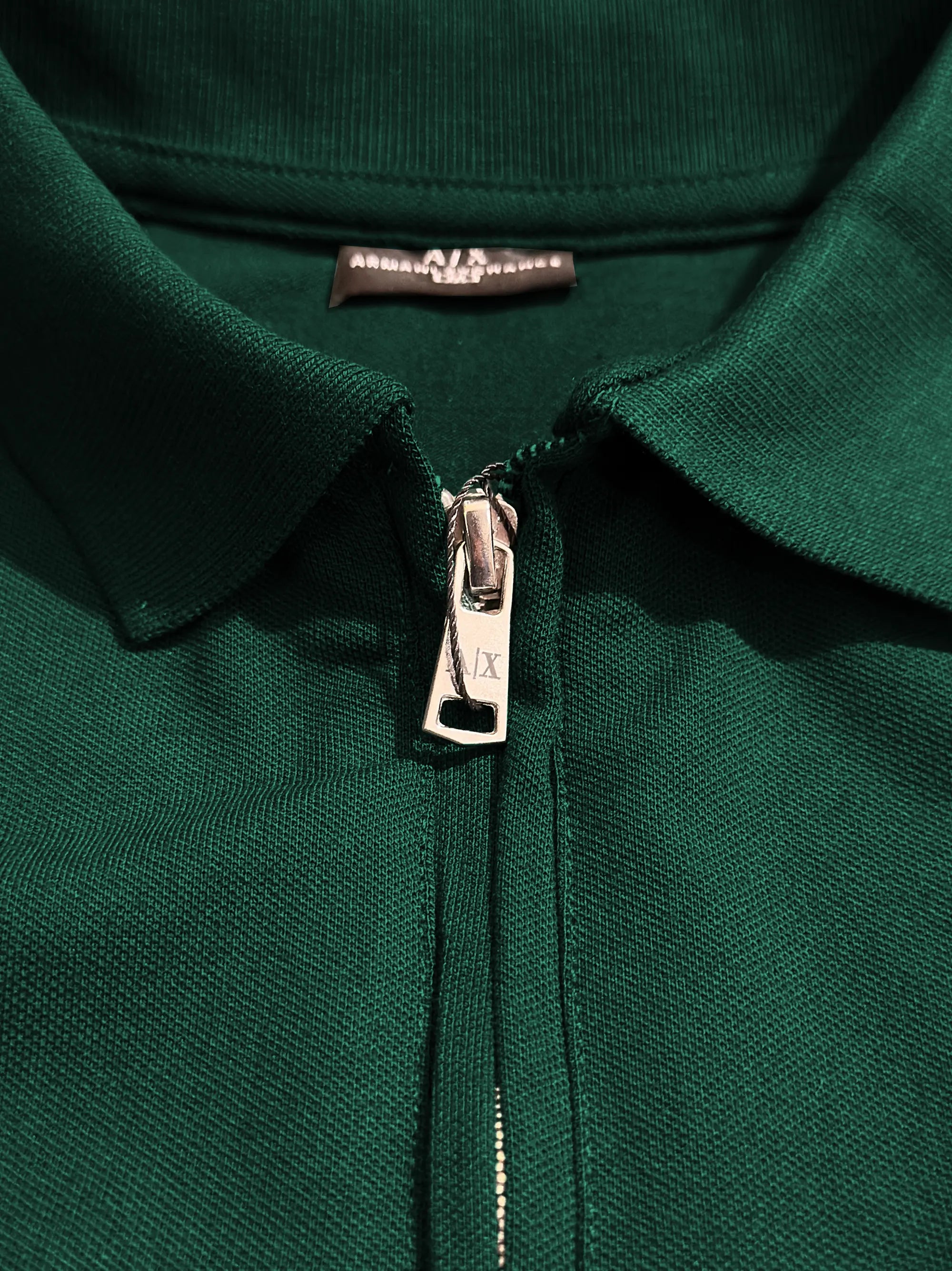AX Men's Short Sleeve Zip Green Polo Shirt