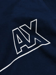 AX Men's Short Sleeve Zip Navy Blue Polo Shirt