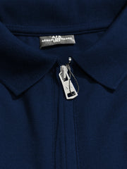 AX Men's Short Sleeve Zip Navy Blue Polo Shirt