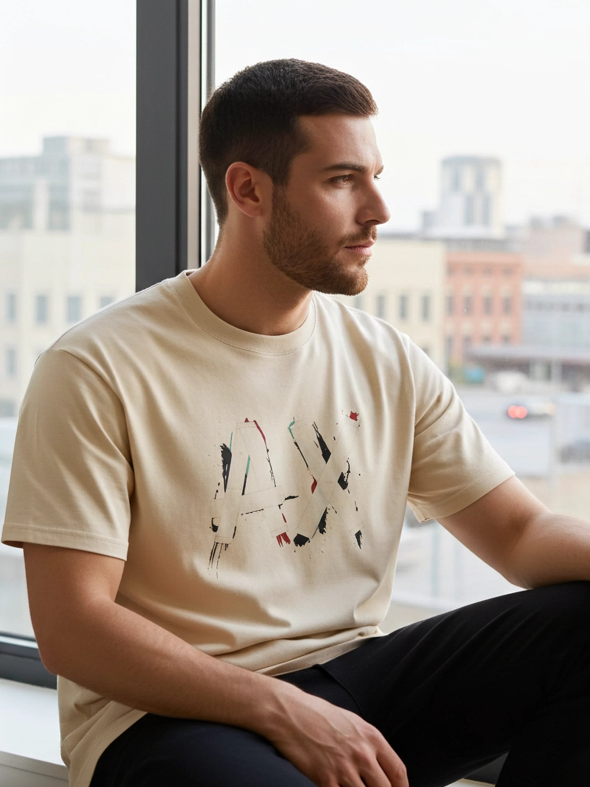 A/X Designer Logo Navy Blue T-shirt