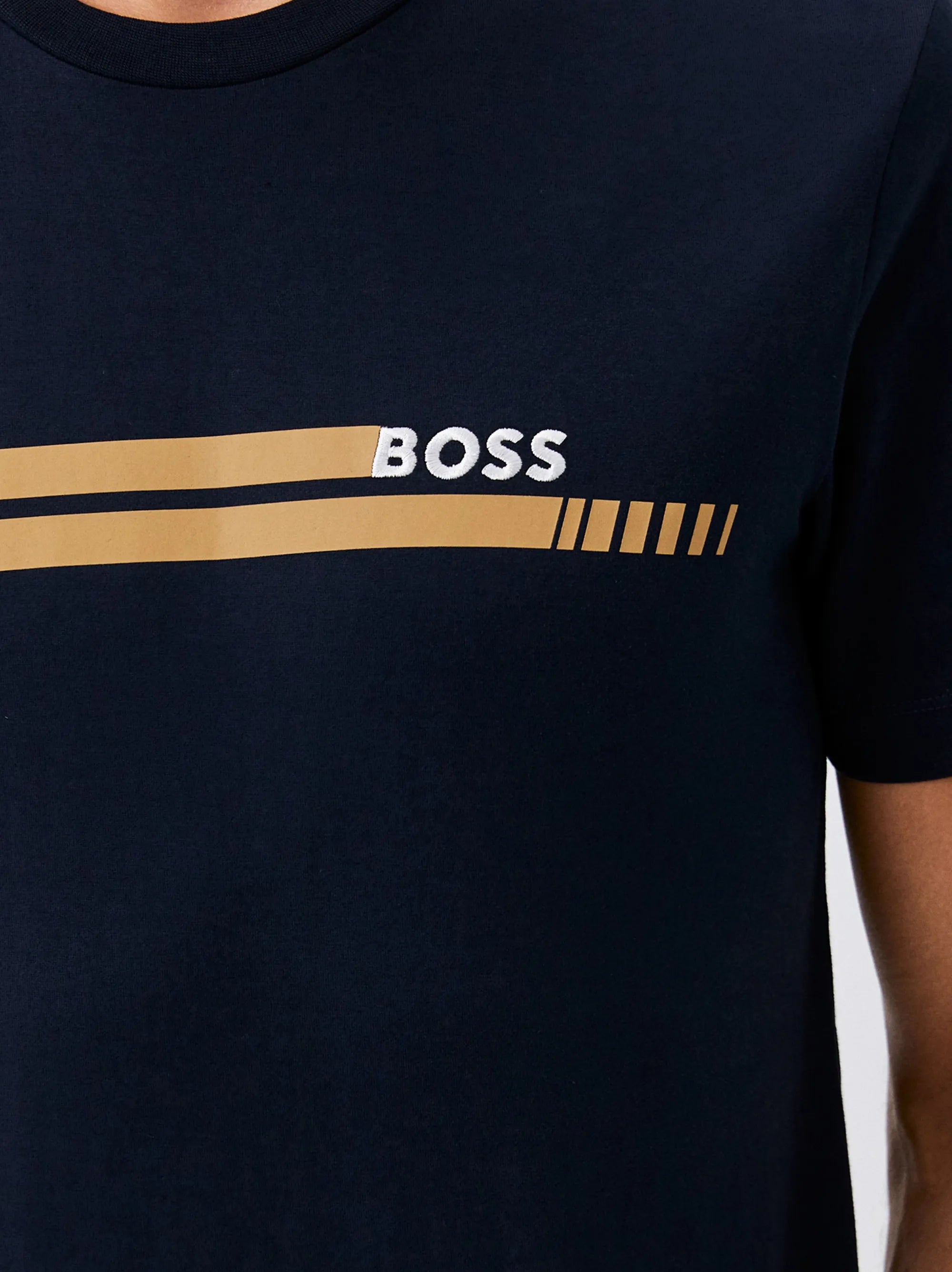 BOSS High Quality Printed Logo Blue T-shirt