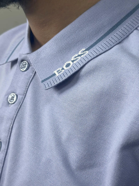 Boss stylish Collar with Logo Light Blue Polo Shirt