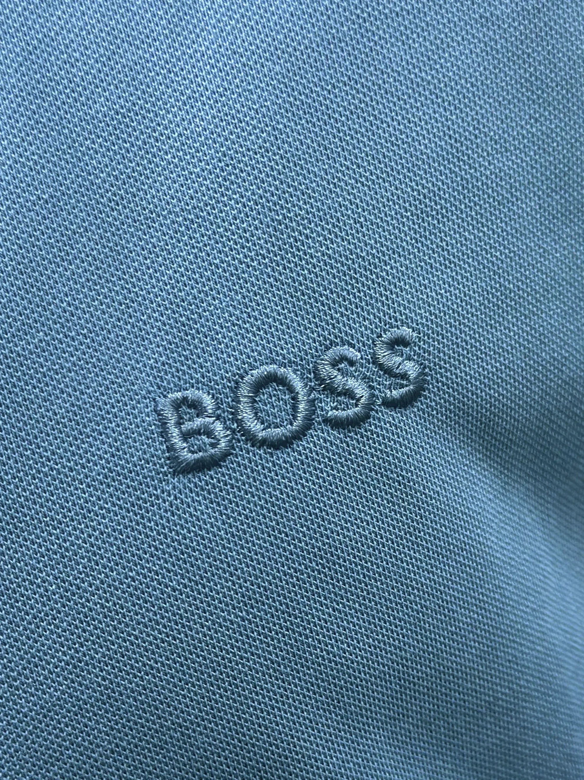 Boss stylish Collar with Logo Mid Blue Polo Shirt